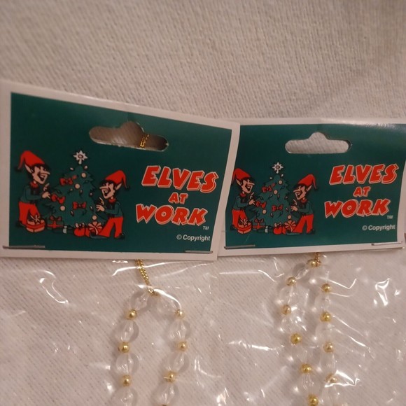 Glass and Gold Ornaments Dangle Elves At Work Old Time Pottery Lot of 4 - Picture 3 of 5